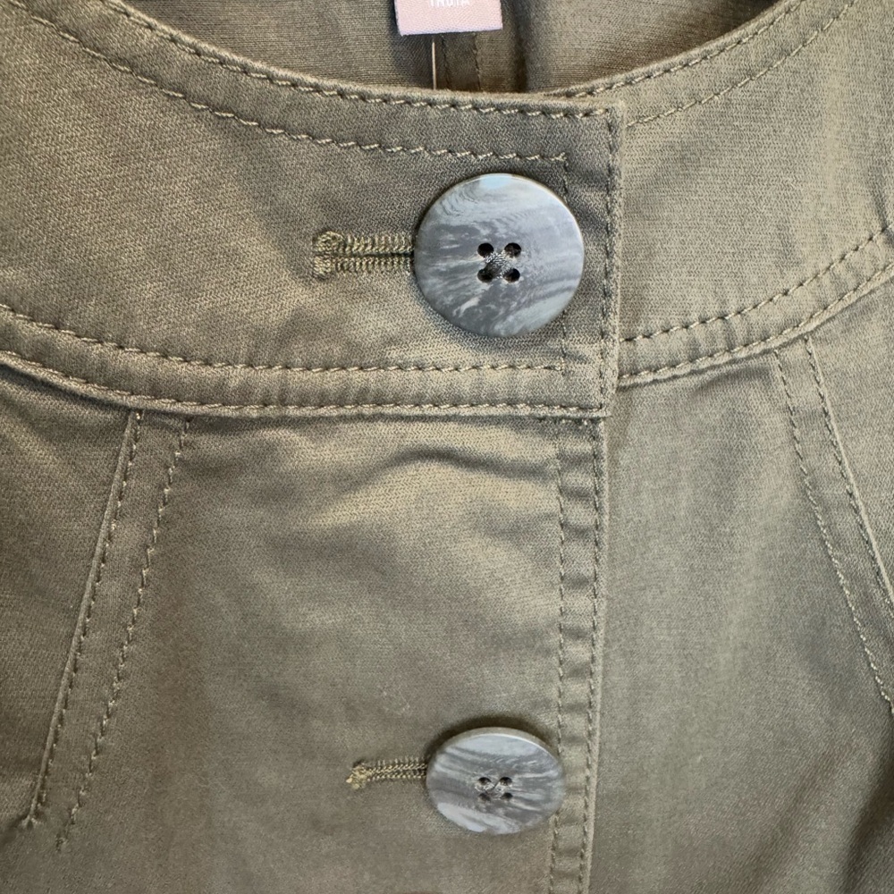 J. Jill Women’s Green Utility Jacket Three-Quarter Sleeves Size 6 - Picture 4 of 15